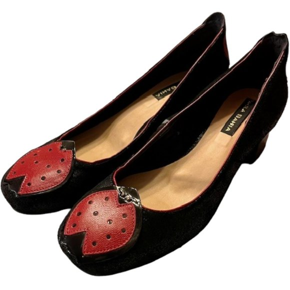 Paula Bahia Shoes - Paula Bahia Leather Ladybug Pumps Brazil - Black/Red - 8B
